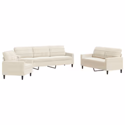vidaXL Set di Divani 3 pz con Cuscini Crema in Velluto - Vista aggiuntiva 2
