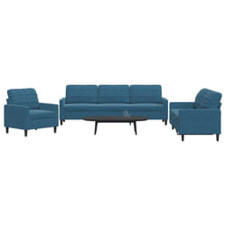 vidaXL Set di Divani 3 pz con Cuscini Blu in Velluto