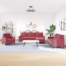 vidaXL Set di Divani 4 pz con Cuscini Rosso Vino in Velluto - Vista aggiuntiva 3
