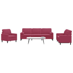 vidaXL Set di Divani 3 pz con Cuscini e Rinforzi Rosso Vino in Velluto