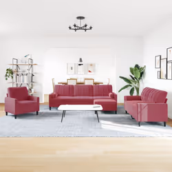 vidaXL Set di Divani 4 pz con Cuscini e Rinforzi Rosso Vino in Velluto - Vista aggiuntiva 3