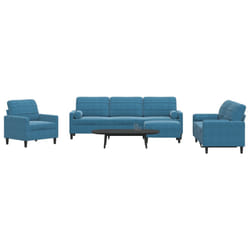 vidaXL Set di Divani 4 pz con Cuscini e Rinforzi Blu in Velluto