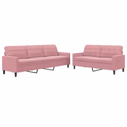 vidaXL Set di Divani 2 pz con Cuscini rosa in Velluto - Vista aggiuntiva 2