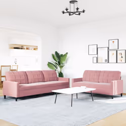 vidaXL Set di Divani 2 pz con Cuscini rosa in Velluto - Vista aggiuntiva 3