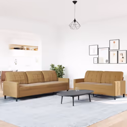 vidaXL Set di Divani 2 pz con Cuscini Marrone in Velluto - Vista aggiuntiva 3