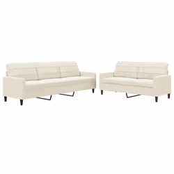 vidaXL Set di Divani 2 pz con Cuscini Crema in Velluto - Vista aggiuntiva 2
