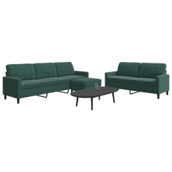 vidaXL Set di Divani 3 pz con Cuscini Verde scuro in Velluto