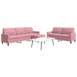 vidaXL Set di Divani 3 pz con Cuscini rosa in Velluto