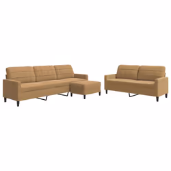 vidaXL Set di Divani 3 pz con Cuscini Marrone in Velluto - Vista aggiuntiva 2