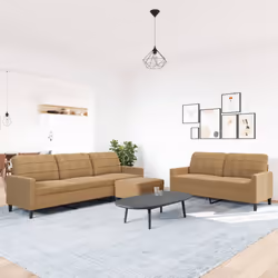 vidaXL Set di Divani 3 pz con Cuscini Marrone in Velluto - Vista aggiuntiva 3
