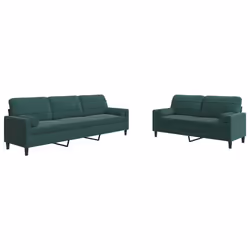 vidaXL Set di Divani 2 pz con Cuscini e Rinforzi Verde scuro Velluto - Vista aggiuntiva 2