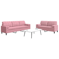 vidaXL Set di Divani 2 pz con Cuscini e Rinforzi rosa in Velluto