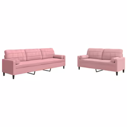 vidaXL Set di Divani 2 pz con Cuscini e Rinforzi rosa in Velluto - Vista aggiuntiva 2