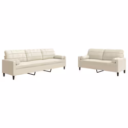 vidaXL Set di Divani 2 pz con Cuscini e Rinforzi Crema in Velluto - Vista aggiuntiva 2