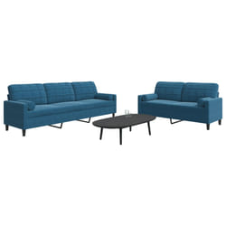 vidaXL Set di Divani 2 pz con Cuscini e Rinforzi Blu in Velluto