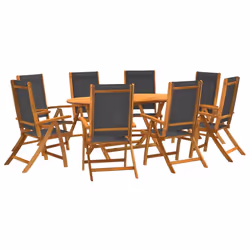 vidaXL Set Pranzo da Giardino 9pz Legno Massello di Acacia e Textilene - Vista aggiuntiva 2