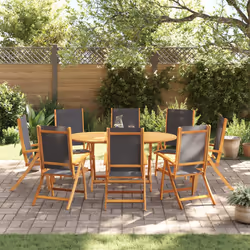 vidaXL Set Pranzo da Giardino 9pz Legno Massello di Acacia e Textilene - Vista aggiuntiva 3