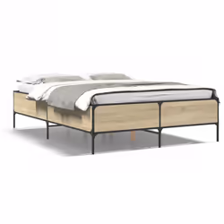 vidaXL Giroletto Rovere Sonoma 135x190 cm in Legno Multistrato Metallo - Vista aggiuntiva 2