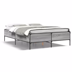 vidaXL Giroletto Grigio Sonoma 135x190 cm in Legno Multistrato Metallo - Vista aggiuntiva 2