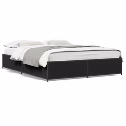 vidaXL Giroletto Nero 140x190 cm in Legno Multistrato e Metallo - Vista aggiuntiva 2