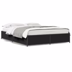 vidaXL Giroletto Nero 135x190 cm in Legno Multistrato e Metallo - Vista aggiuntiva 2