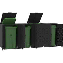 Vidaxl - Copribidone con Ruote per 4 Bidoni Nera 276x79x117cm in Acciaio