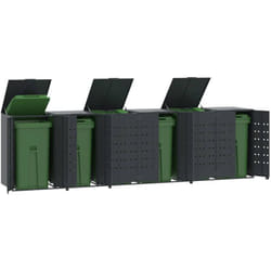 Vidaxl - Copribidone con Ruote 6 Bidoni Antracite 414x79x117cm Acciaio