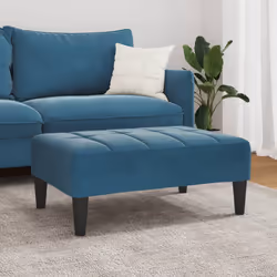 vidaXL Poggiapiedi Blu 77x55x31 cm in Velluto - Vista aggiuntiva 3