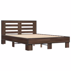 vidaXL Giroletto Rovere Marrone 140x190cm in Legno Multistrato Metallo - Vista aggiuntiva 3