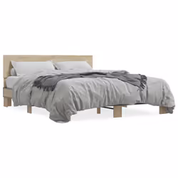 vidaXL Giroletto Rovere Sonoma 160x200 cm in Legno Multistrato Metallo - Vista aggiuntiva 2