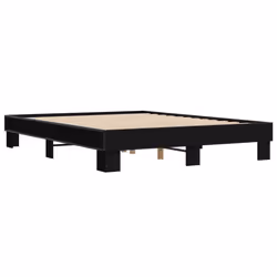 vidaXL Giroletto Nero 150x200 cm in Legno Multistrato e Metallo - Vista aggiuntiva 3