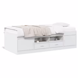 vidaXL Divano Letto con Cassetti senza Materasso Bianco 90x200 cm - Vista aggiuntiva 2