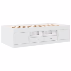 vidaXL Divano Letto con Cassetti senza Materasso Bianco 90x200 cm - Vista aggiuntiva 3