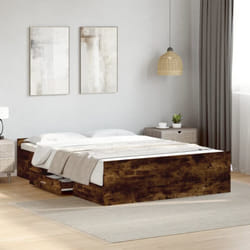 Giroletto con Cassetti Rovere Fumo 120x190 cm Legno Multistrato Vidaxl 92136