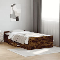 Giroletto con Cassetti Rovere Fumo 100x200 cm Legno Multistrato Vidaxl 83436