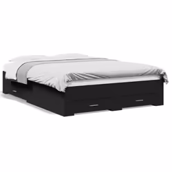 Giroletto con Cassetti Nero 140x190 cm in Legno Multistratocod mxl 115936 - Vista aggiuntiva 2