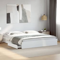vidaXL Giroletto con Cassetti Bianco 200x200 cm in Legno Multistrato