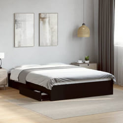 Giroletto con Cassetti Nero 140x190 cm in Legno Multistrato Vidaxl 526001