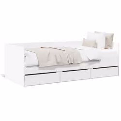 vidaXL Divano Letto con Cassetti senza Materasso Bianco 100x200 cm - Vista aggiuntiva 2