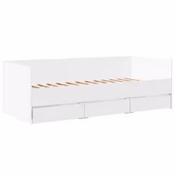 vidaXL Divano Letto con Cassetti senza Materasso Bianco 100x200 cm - Vista aggiuntiva 3