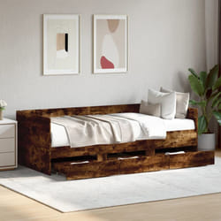 Divano Letto con Cassetti Rovere Fumo 90x190 cm Multistrato Vidaxl 59200