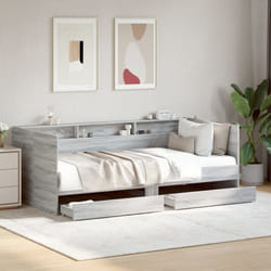 Divano Letto con Cassetti Grigio Sonoma 90x190 cm Multistrato Vidaxl 56296