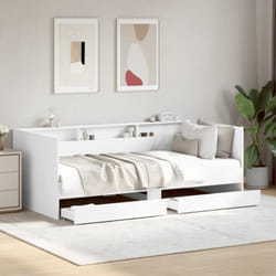 Divano Letto con Cassetti Bianco 75x190 cm in Legno Multistrato Vidaxl 80262