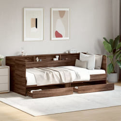 Divano Letto con Cassetti Rovere Marrone 75x190 cm Multistrato vidaXL44688