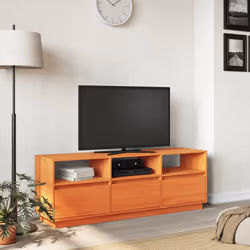 vidaXL Mobile TV Marrone Cera 140x37x50 cm Legno Massello di Pino - Vista aggiuntiva 3