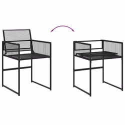 VidaXL 4008578 sedia da esterno Terrazzo Rattan sintetico, Acciaio Nero - Vista aggiuntiva 8