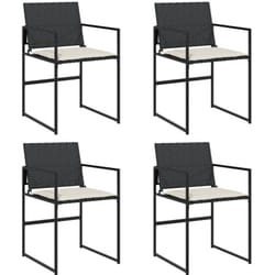 Sedie da Giardino con Cuscini 4 pz Nere in Polyrattan Vidaxl