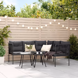 vidaXL Divano Giardino con Cuscini Forma a L Nero Acciaio e Textilene - Vista aggiuntiva 3