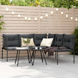 vidaXL Divano Giardino con Cuscini Forma a L Nero Acciaio e Textilene