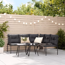 vidaXL Divano Giardino con Cuscini Forma a L Nero Acciaio e Textilene - Vista aggiuntiva 3
